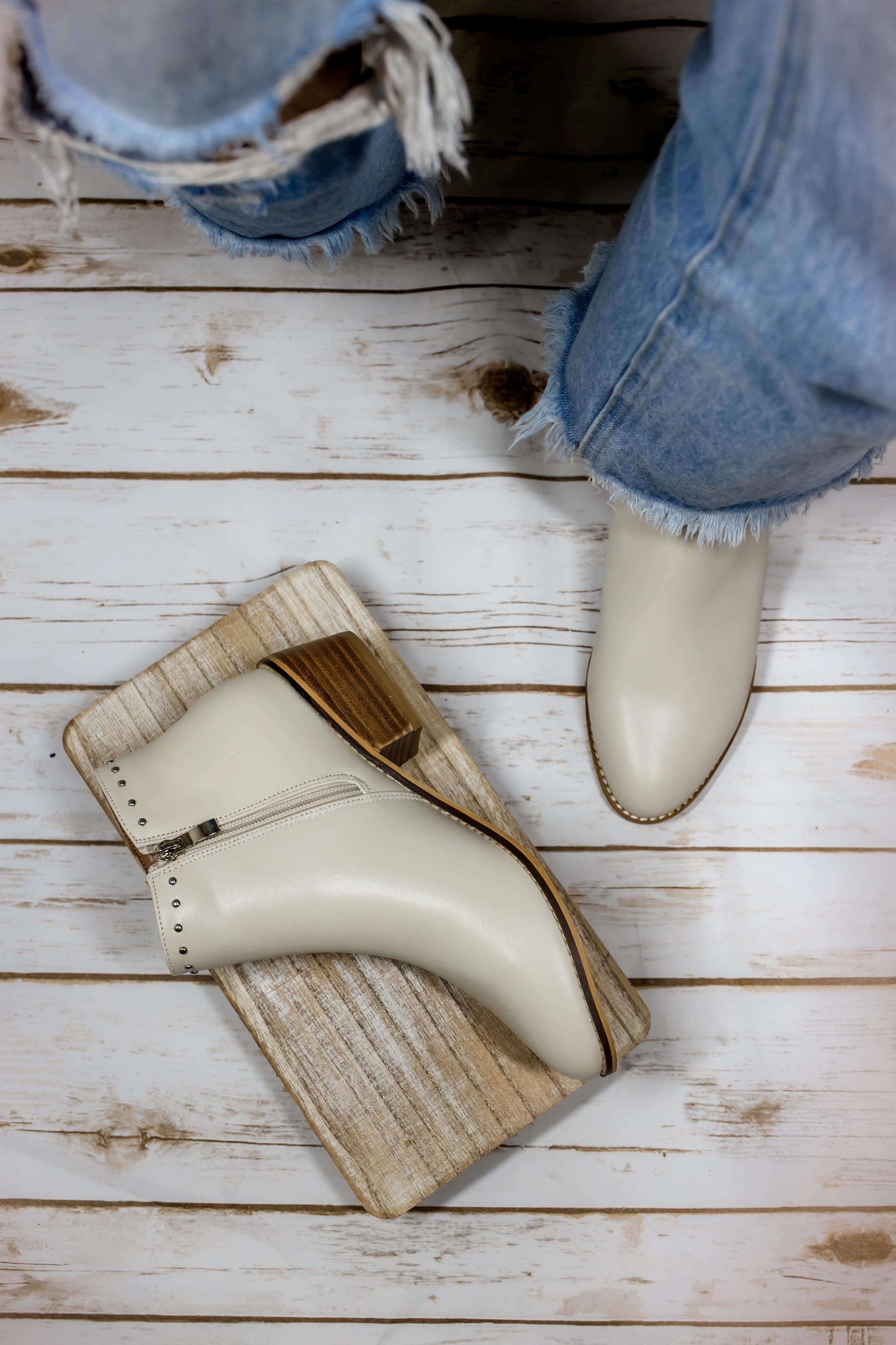 Cassie Bootie in Ivory Bliss Dropship