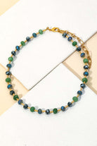 Green Beaded Chain Necklace with Lobster Clasp Garden Party New York 0201