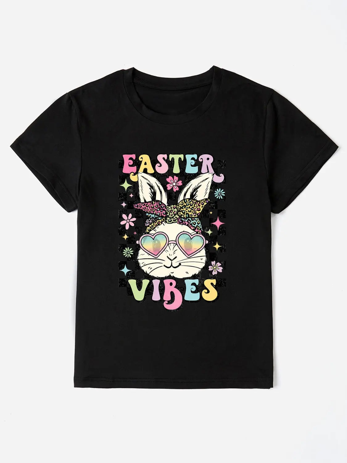 EASTER VIBES Round Neck Short Sleeve T-Shirt Trendsi