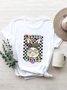 EASTER VIBES Round Neck Short Sleeve T-Shirt Trendsi