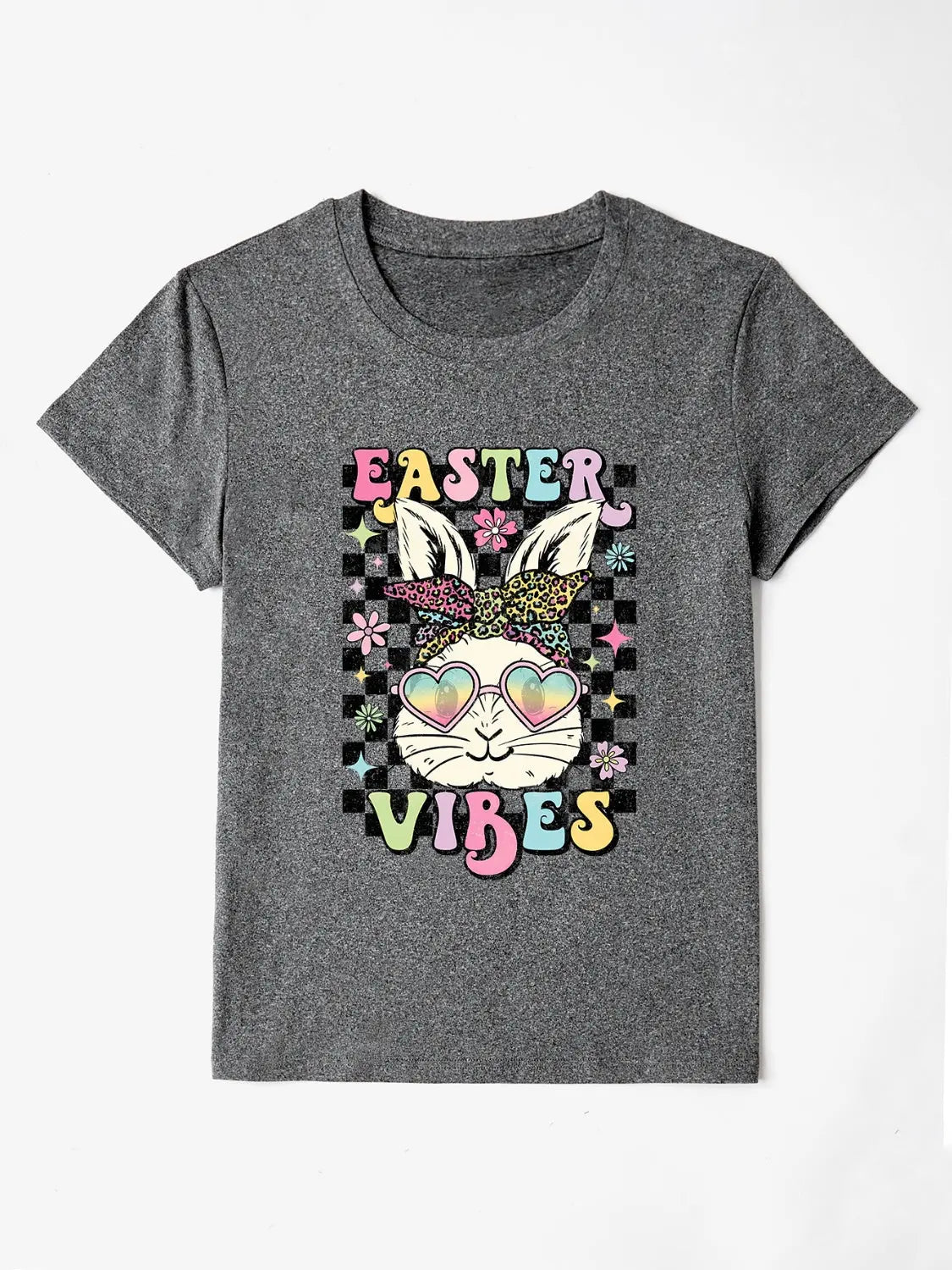 EASTER VIBES Round Neck Short Sleeve T-Shirt Trendsi