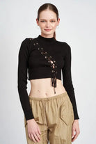 EYELET DETAILED SWEATER TOP WITH DRAWSTRINGS Emory Park