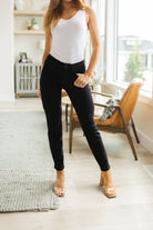 Edith Mid Rise Classic Slim Jeans in Black Ave Shops