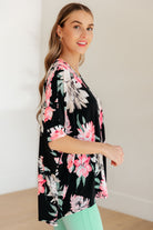 Essential Blouse in Black Floral Ave Shops