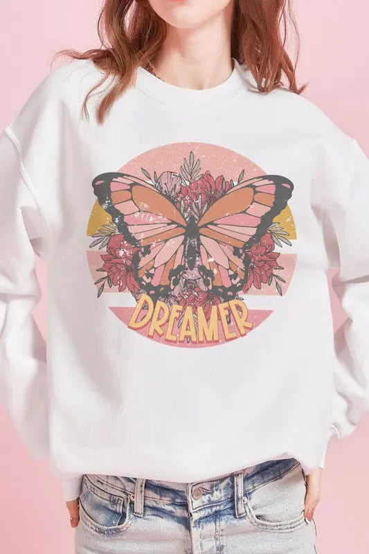 FLORAL BUTTERFLY DREAMER GRAPHIC SWEATSHIRT BLUME AND CO.