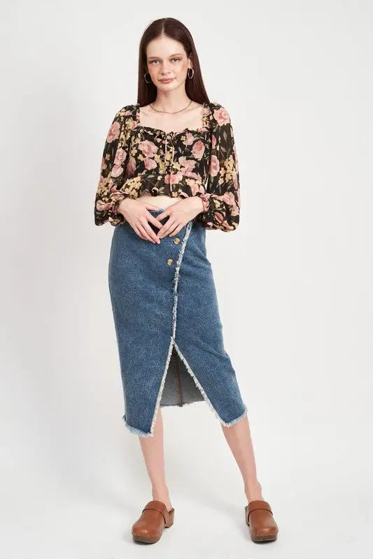 FLORAL PRINT CROPPED TOP Emory Park