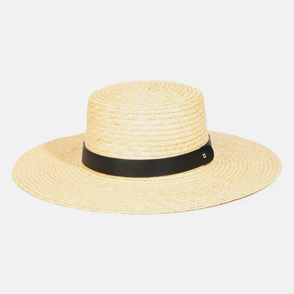 Fame Flat Brim Straw Weave Hat Trendsi