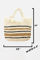 Fame Striped Straw Braided Tote Bag Trendsi