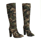 Fashionella Plus Size Military Design Autumn Winter High Chunky Heels Knee High Women Boots Fashionella