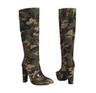 Fashionella Plus Size Military Design Autumn Winter High Chunky Heels Knee High Women Boots Fashionella