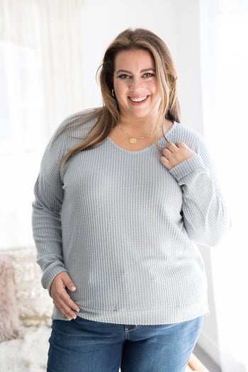 Feeling Cozy Stone Brushed Waffle Knit Boutique Simplified