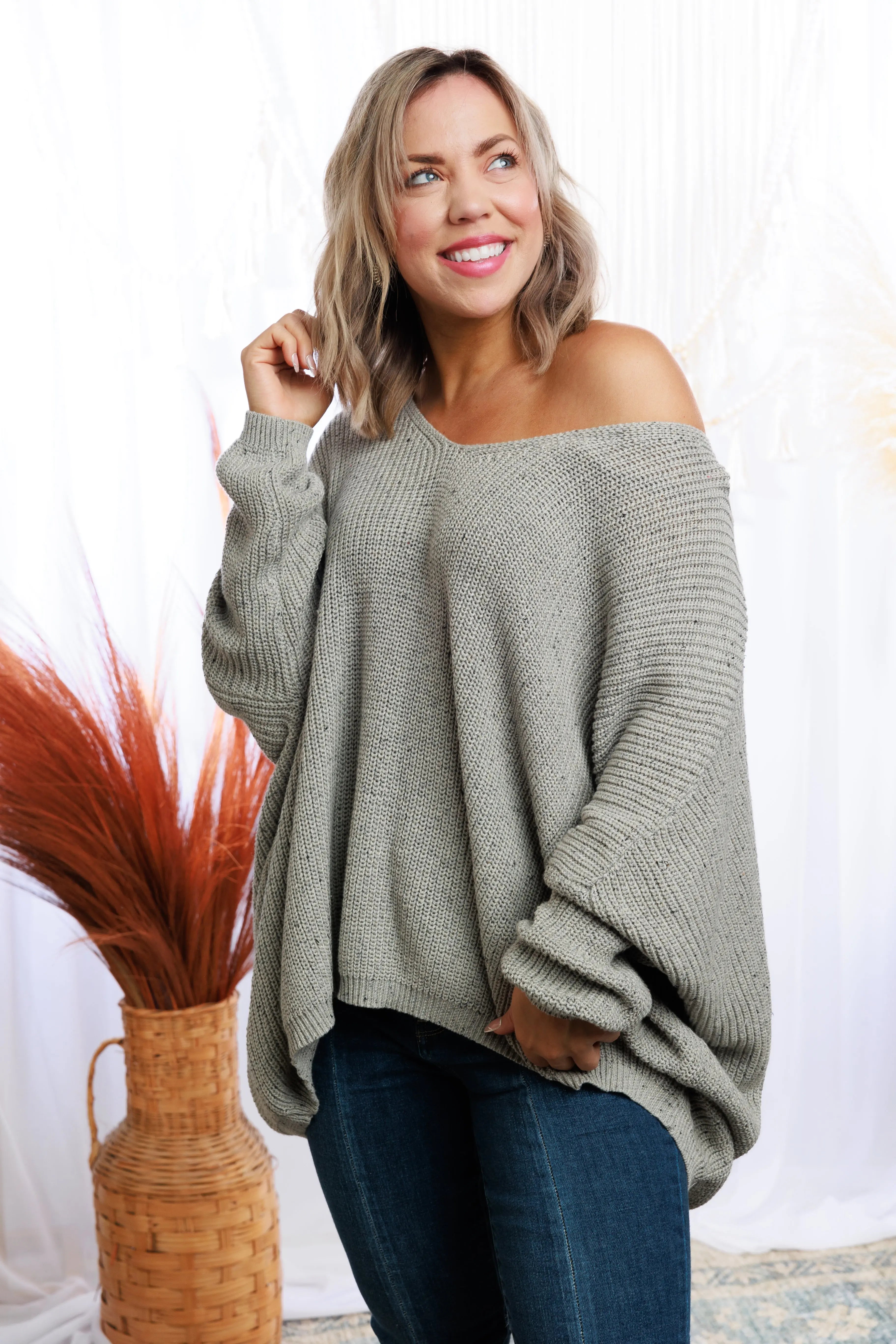 Feeling Lovely - Grey Knit Sweater Boutique Simplified