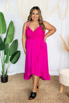 Feminine Touch Midi Dress - Fuchsia Boutique Simplified