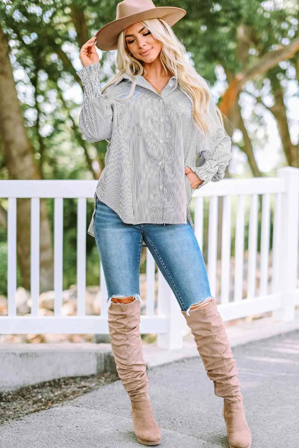 Fernanda Lantern Sleeve Shirt |   |  Casual Chic Boutique