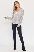 Floral Button Drop Shoulder Cardigan EG fashion