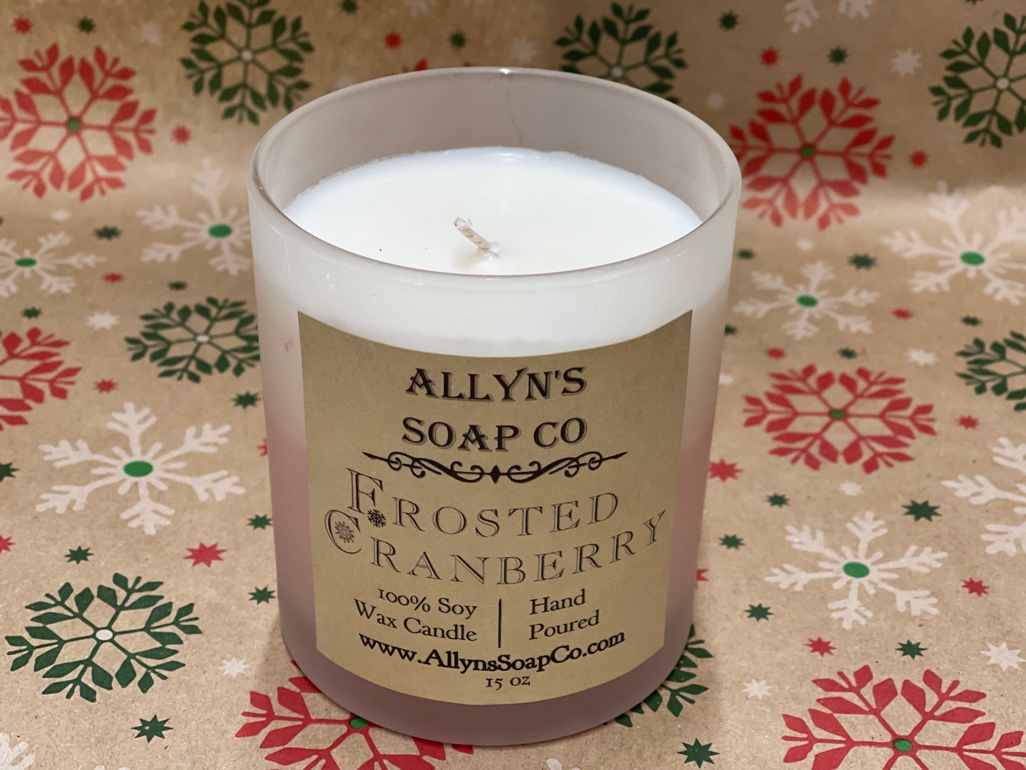 Frosted Cranberry Soy Wax Candle Allyn's Soap Co