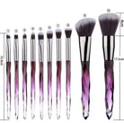 10 pc Crystal Glass Makeup Brush Set Purple Lashy B Lash Bar