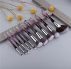 10 pc Crystal Glass Makeup Brush Set Purple Lashy B Lash Bar