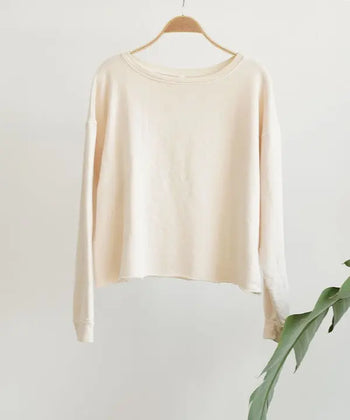 GARMENT DYE FRENCH TERRY CROP LONG SLEEVE Fabina