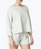 GARMENT DYE FRENCH TERRY CROP LONG SLEEVE Fabina