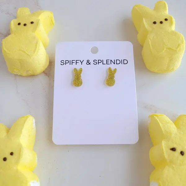 Glitter Bunny Studs - Yellow Spiffy & Splendid