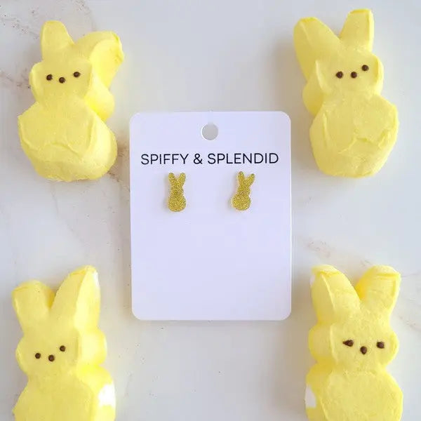 Glitter Bunny Studs - Yellow Spiffy & Splendid