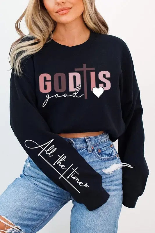 God Is Good Christian Graphic Fleece Sweatshirts Color Bear