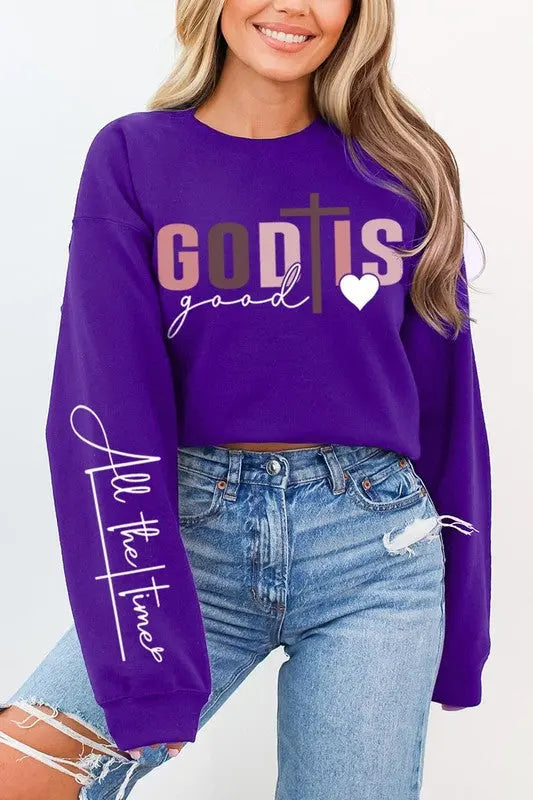 God Is Good Christian Graphic Fleece Sweatshirts Color Bear