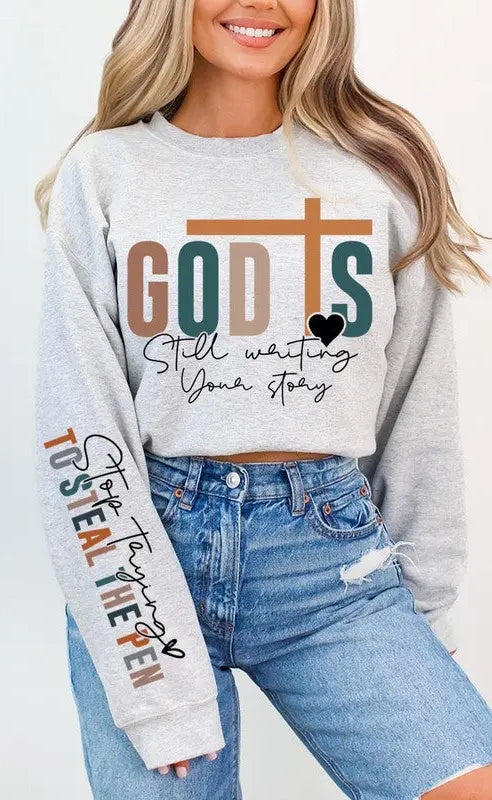 God Writing Your Story Graphic Fleece Sweatshirts Color Bear