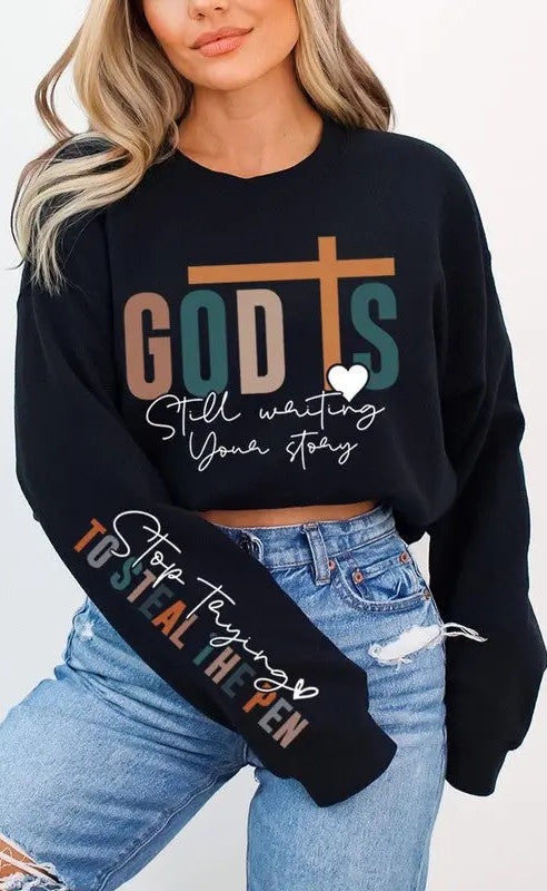 God Writing Your Story Graphic Fleece Sweatshirts Color Bear