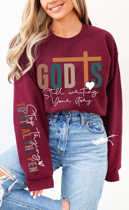 God Writing Your Story Graphic Fleece Sweatshirts Color Bear