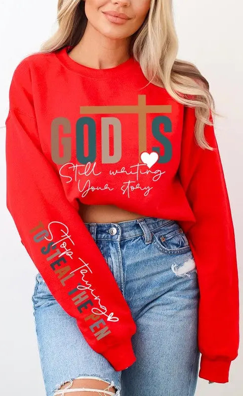 God Writing Your Story Graphic Fleece Sweatshirts Color Bear