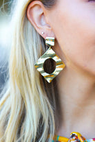Gold Crushed Textured Geometric Cut-Out Earrings Influence