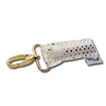 Gold Dots on White LippyClip® Lip Balm Holder LippyClip®