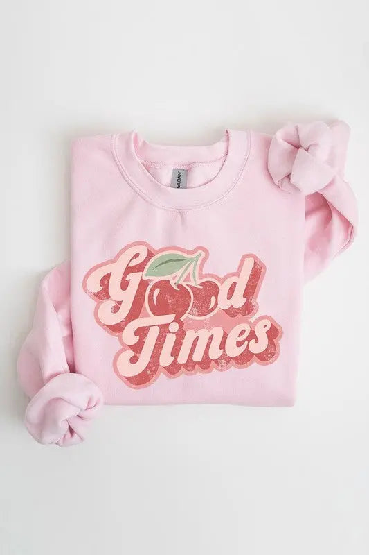 Good Times Cherry Fruit Graphic Fleece Sweatshirts Color Bear