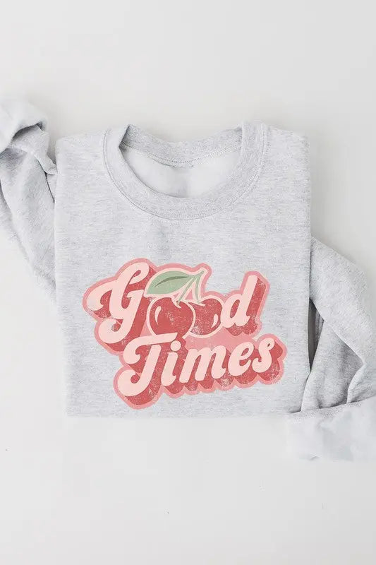 Good Times Cherry Fruit Graphic Fleece Sweatshirts Color Bear