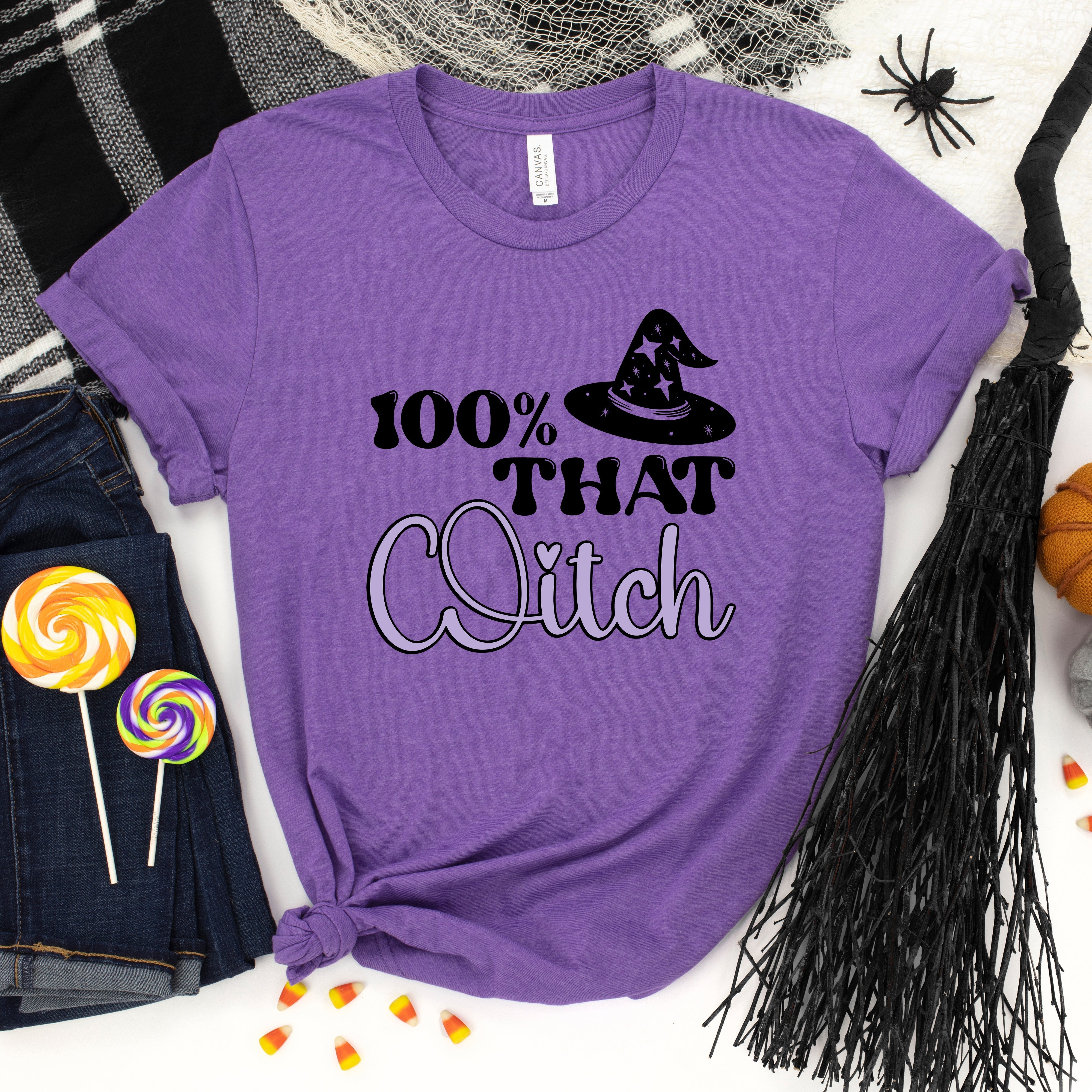 100% That Witch Hat | Short Sleeve Crew Neck | Halloween Olive and Ivory Retail