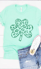 Green Leopard Clover Graphic Tee Kissed Apparel