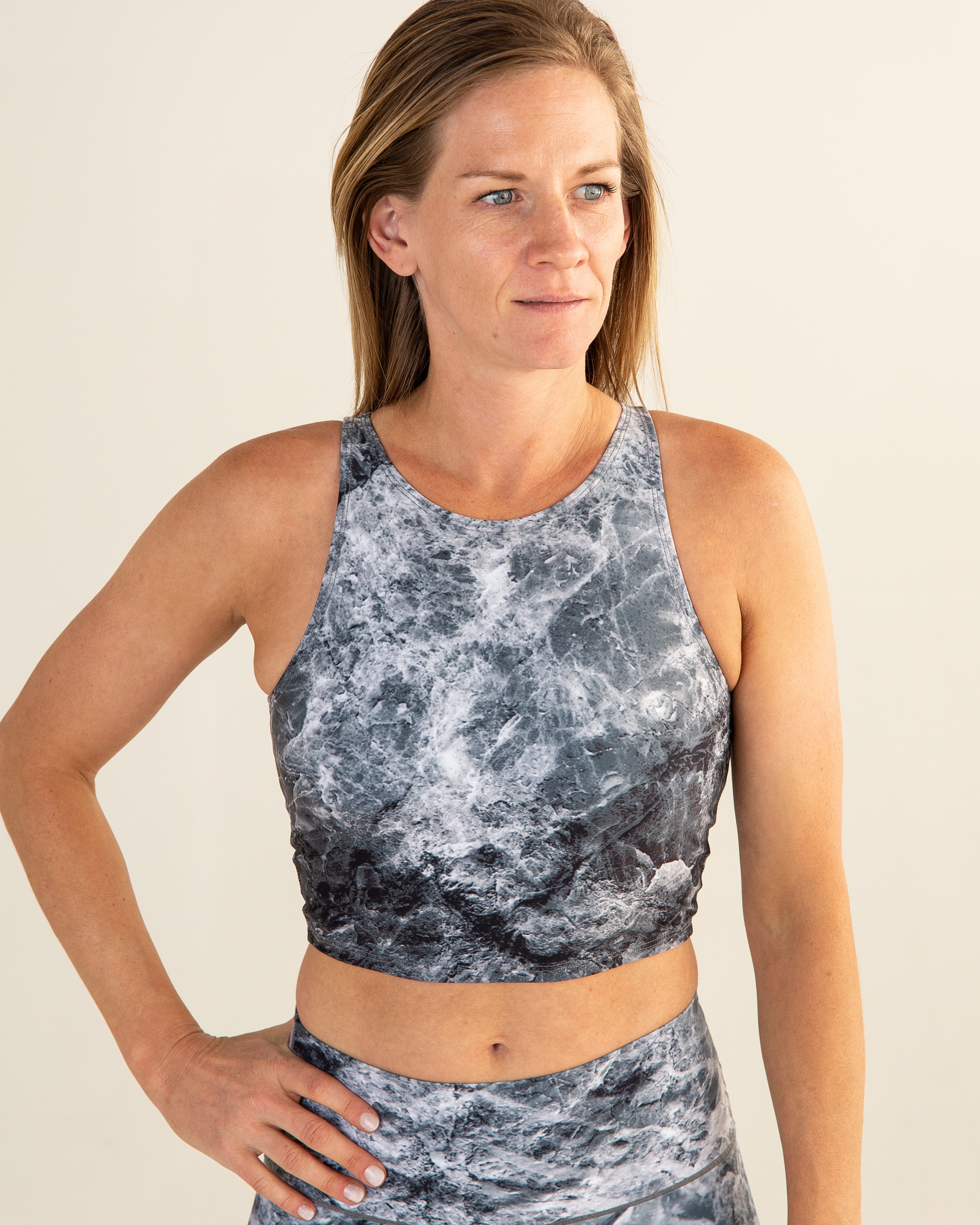 Grey Marble Crop Top Colorado Threads Clothing