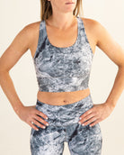 Grey Marble Longline Sports Bra Colorado Threads Clothing