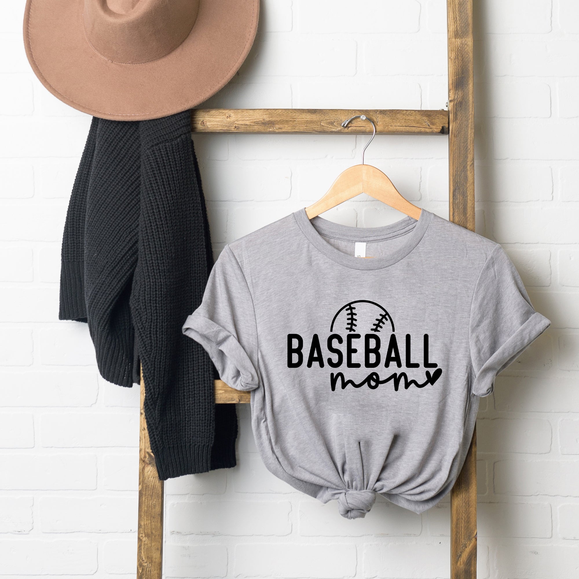 Baseball Mom Ball | Short Sleeve Crew Neck Olive and Ivory Retail