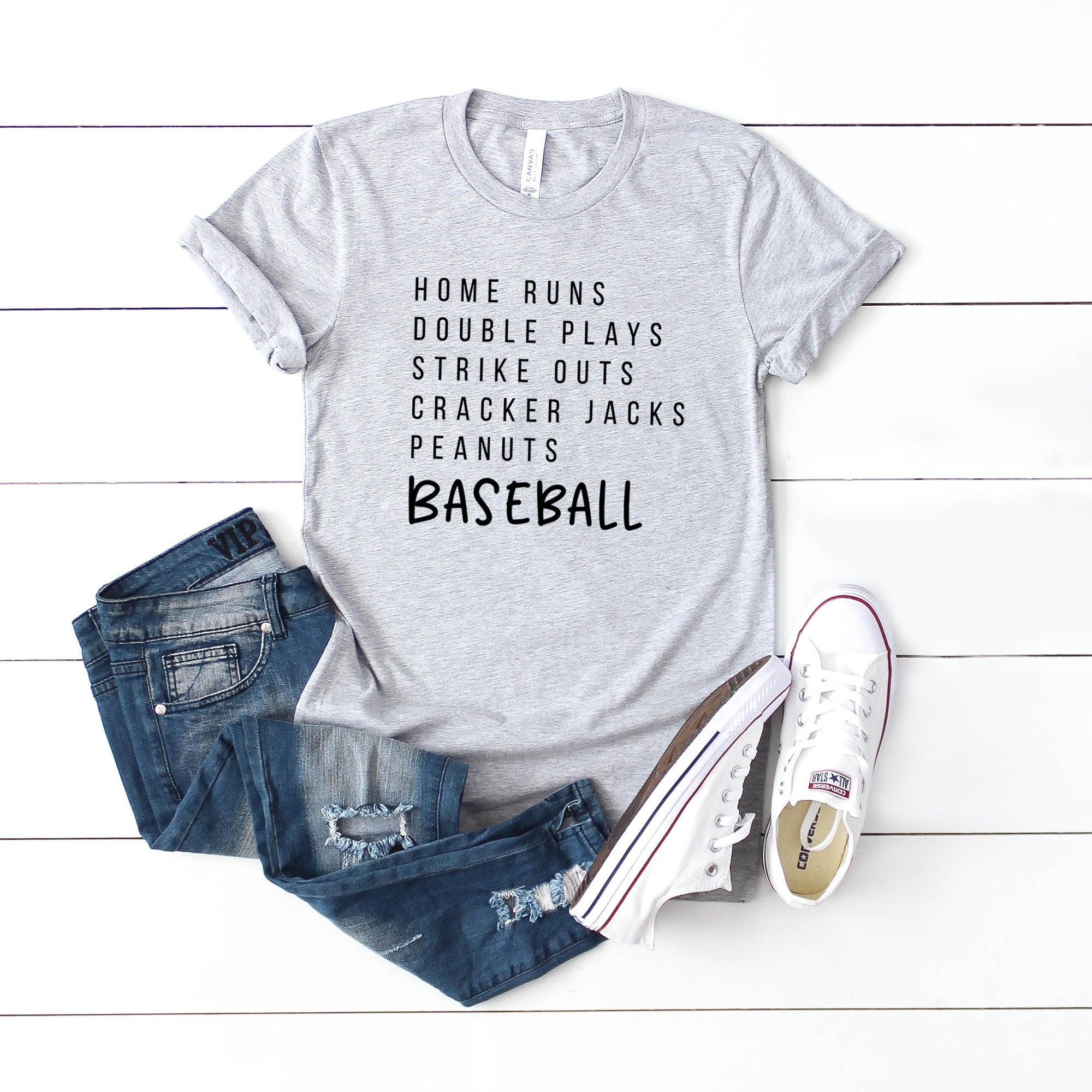 Baseball Words | Short Sleeve Crew Neck Olive and Ivory Retail