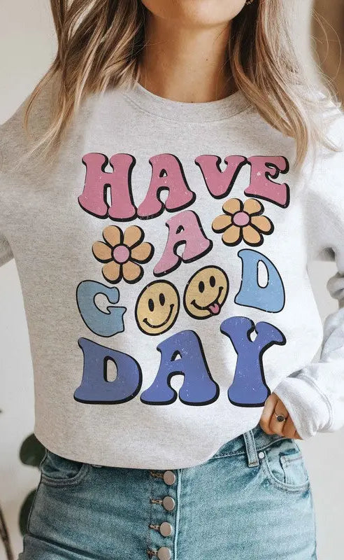 HAVE A GOOD DAY DAISY HAPPY FACES Graphic Crewneck BLUME AND CO.