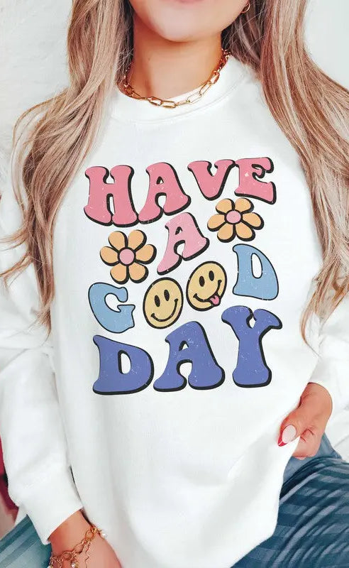 HAVE A GOOD DAY DAISY HAPPY FACES Graphic Crewneck BLUME AND CO.