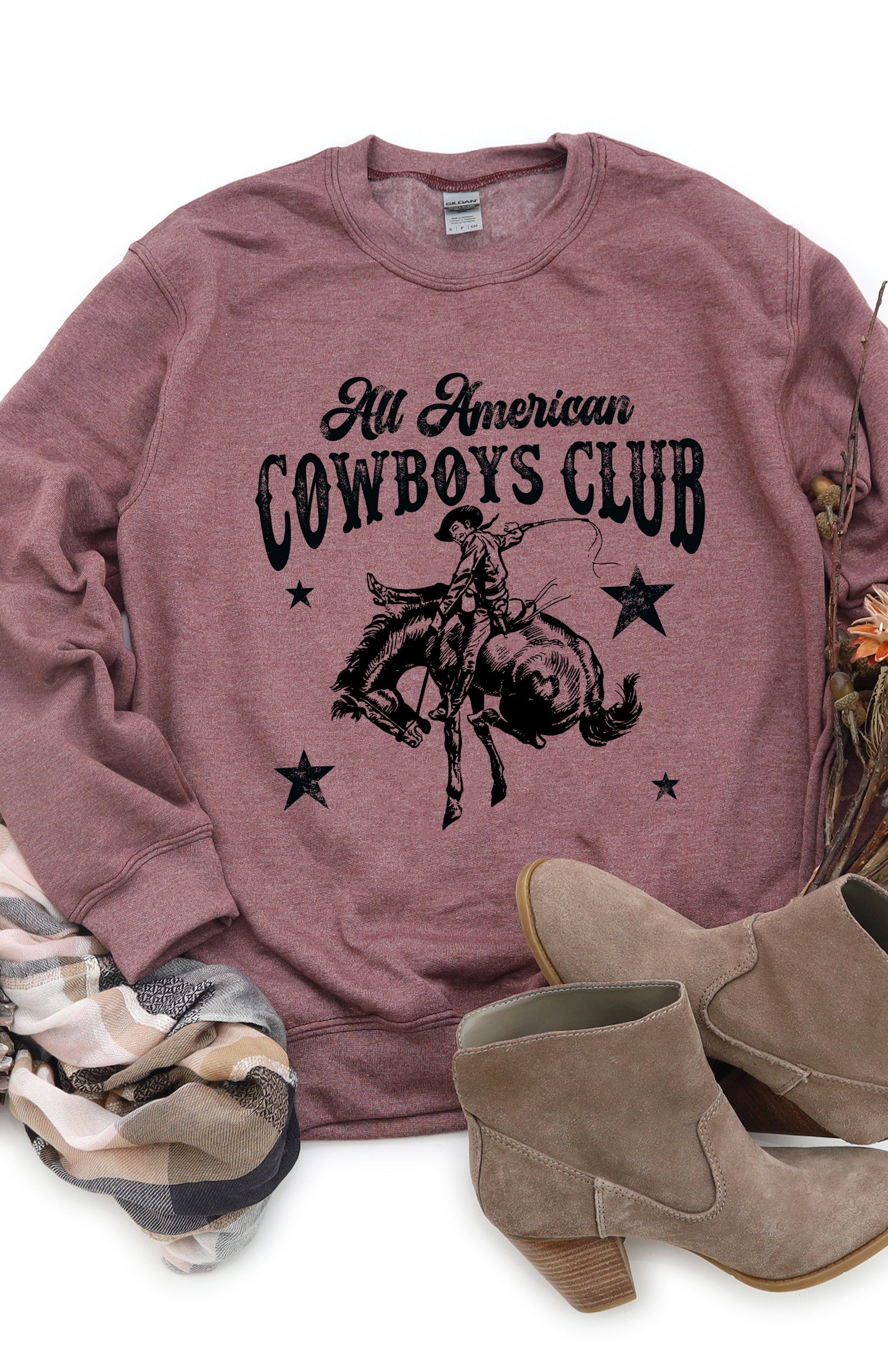 All American Cowboys Club | Sweatshirt Olive and Ivory Retail