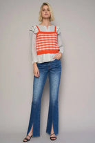 HIGH RISE FRONT SLIT SLIM BOOT JEANS Denim Lab USA