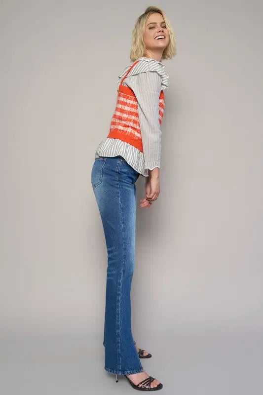 HIGH RISE FRONT SLIT SLIM BOOT JEANS Denim Lab USA