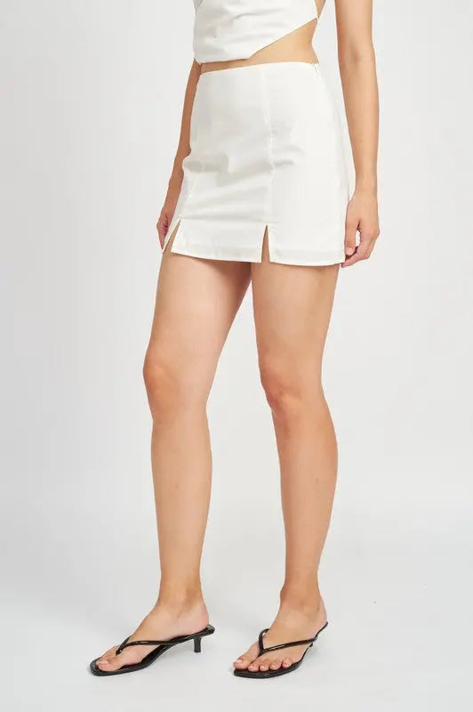 HIGH WAIST MINI SKIRT WITH SLITS Emory Park