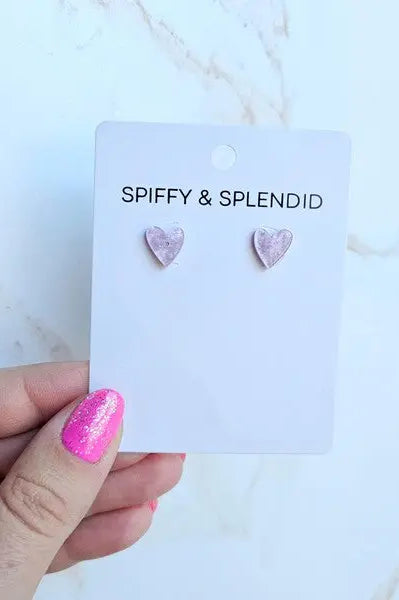 Hand Drawn Heart Studs - Lavender Purple Spiffy & Splendid
