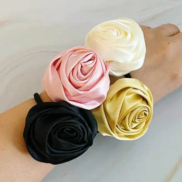 Hand Picked Satin Rose Hair Tie Set of 4 Ellison and Young